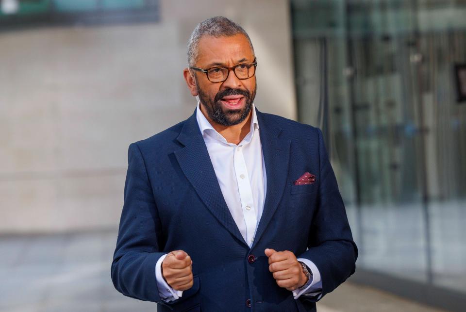 London, UK. June 23, 2024. Home Secretary James Cleverly gives interviews outside the BBC after appearing with Laura Kuenssberg on Sunday. He was asked about the Conservative betting scandal. Credit: Mark Thomas/Alamy Live News