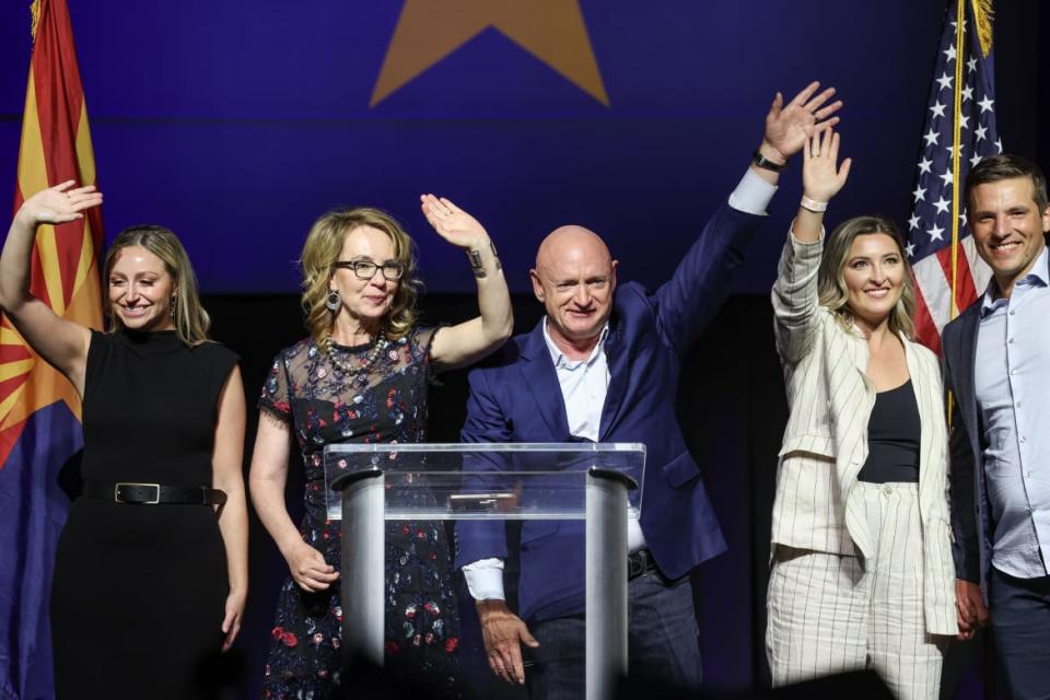 U.S. Senator Mark Kelly (D-AZ) and his wife former Congresswoman Gabby Giffords, daughters Charlotte, Samantha and son-in-law Mark Sudman