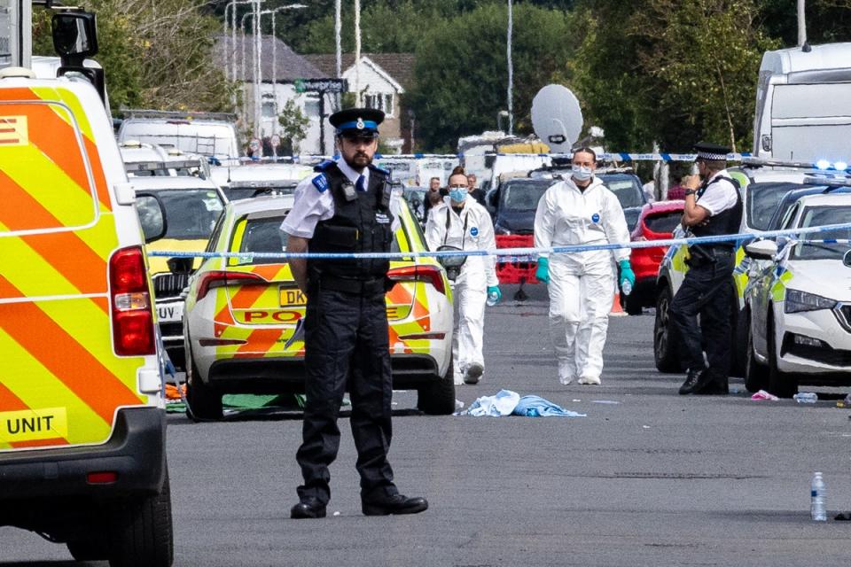 Forensic officers seen at the crime scene on Hart Street in the hours after the incident (James Speakman/PA Wire)