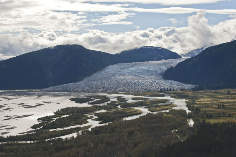 The Taku Glacier is one of many glaciers that originate in the Juneau Icefield.