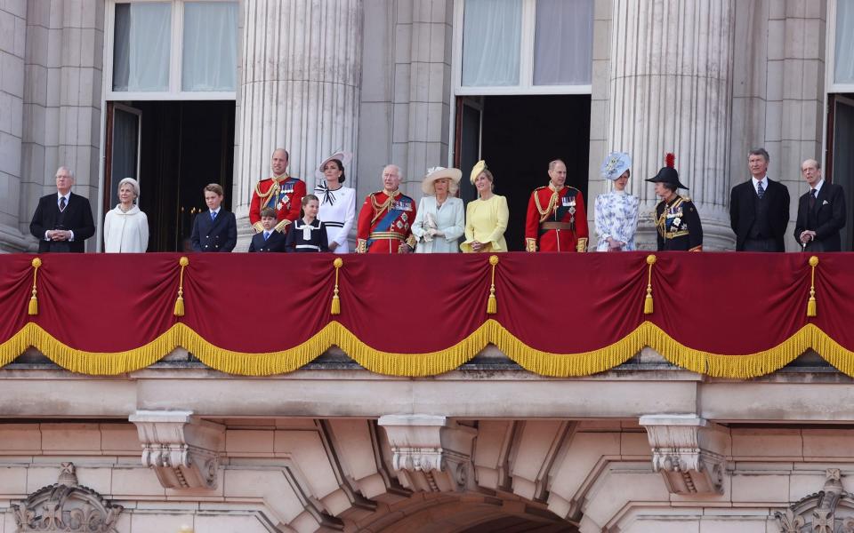 This year's line-up for the palace balcony for Trooping the Colour