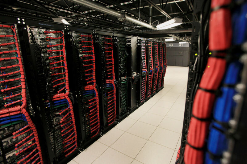 Photo of servers and racks