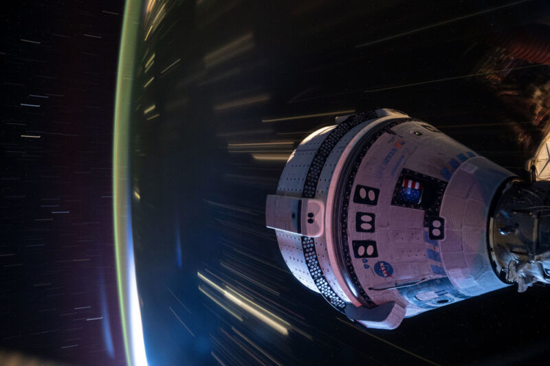 In this photo taken on July 3, Boeing's Strainer spacecraft docks with the International Space Station.