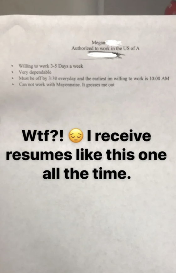 "I receive these types of resumes all the time."