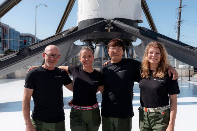 The crew of Fram2 from left to right: Eric Philips, Jannicke Mikkelsen, Chun Wang and Rabea Rogge. 