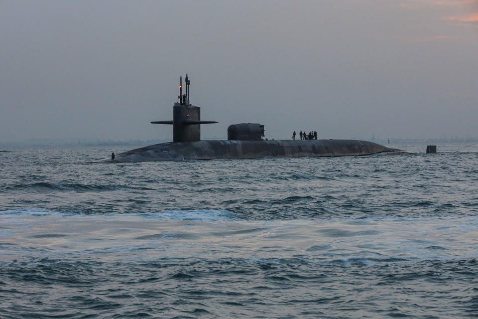 The guided-missile submarine USS Georgia (SSGN 729) passes through the Gulf on December 31, 2020. (US Navy/via Reuters archive)