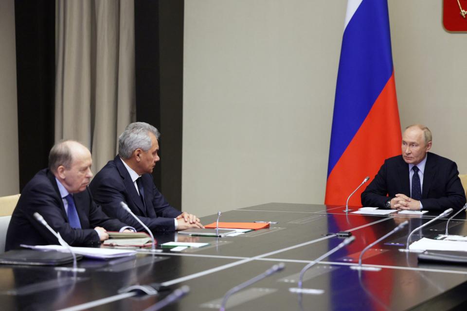 Putin meets with his security and armed forces chiefs about the attack on Kursk.