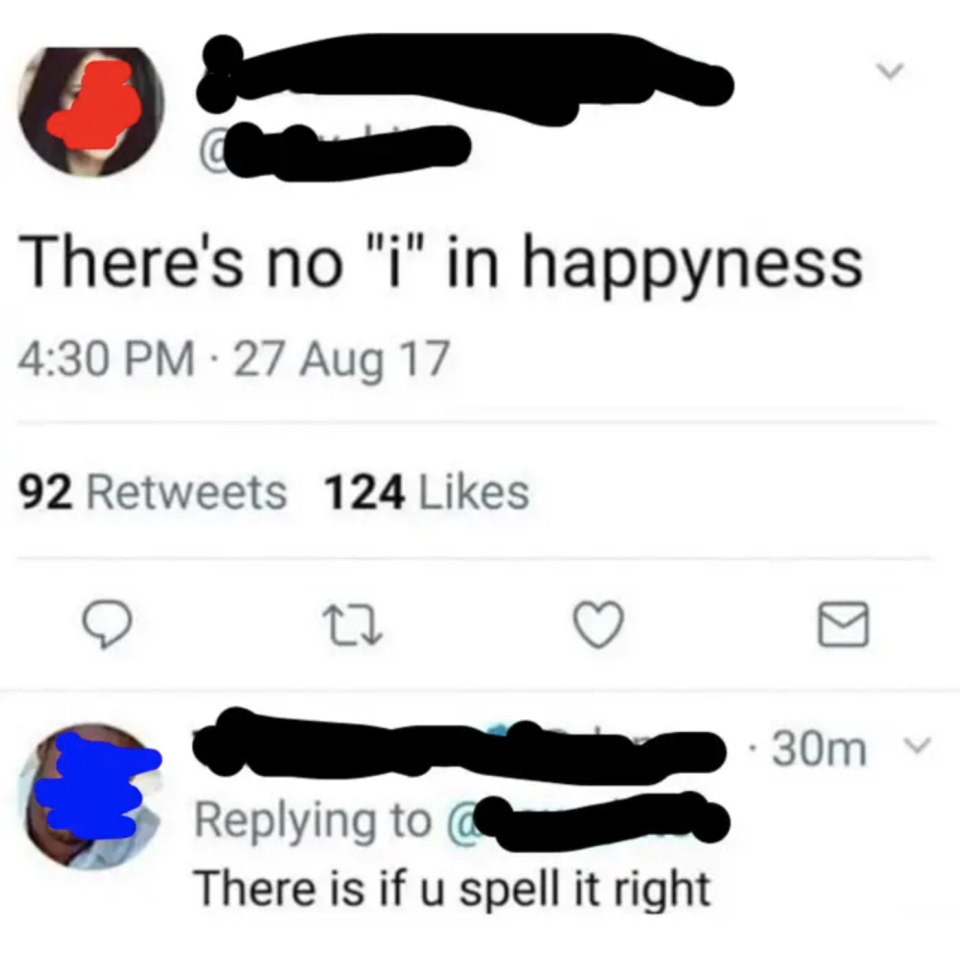 person who misspells happiness with ay