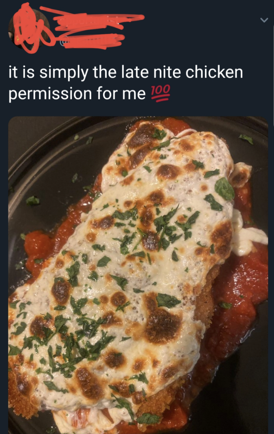 person who calls chicken parm chicken permission