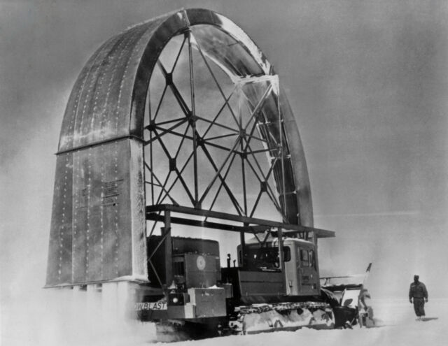 In the 1950s, the U.S. Army tested the Snowblast, a machine designed to smooth snow tracks, in Greenland.