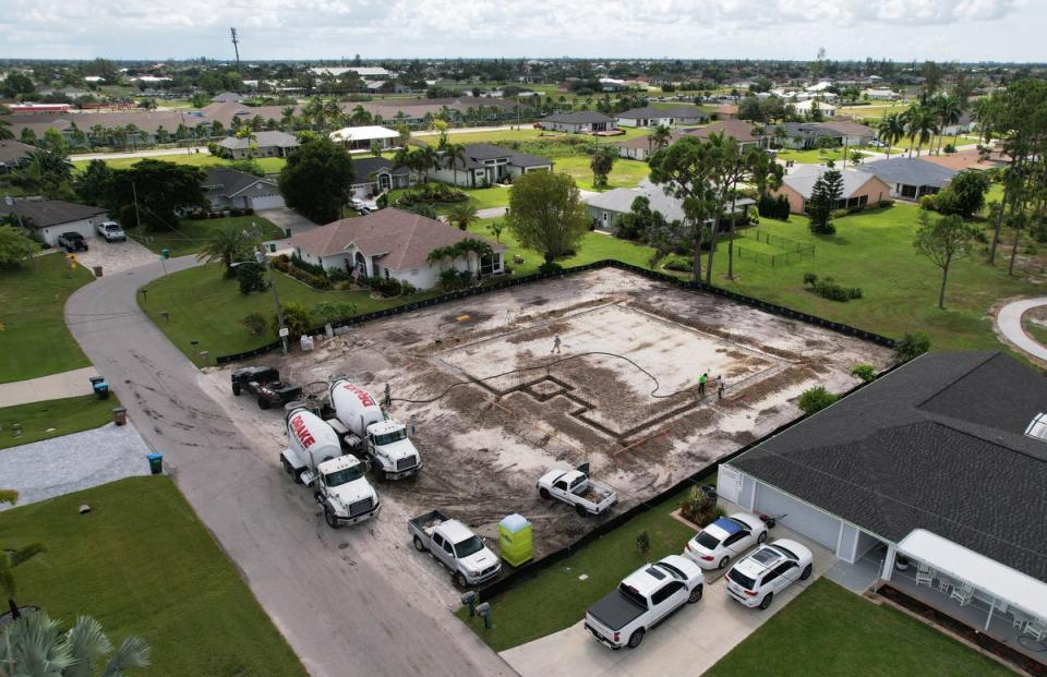 Construction of new single-family homes continues in the area near Palmetto-Pine Country Club in Cape Coral. Aerial photo taken Thursday, September 12, 2024.