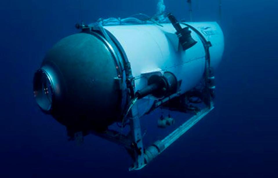 This undated image, provided by OceanGate Expeditions in June 2021, shows the company's Titan submarine (OceanGate Expeditions)