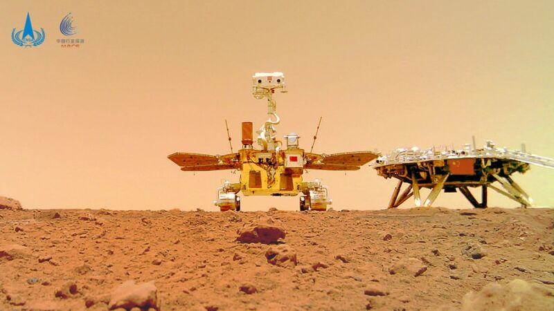 A "selfie" Photo of China's Zhurong rover and Tianwen-1 landing platform on Mars in 2021.