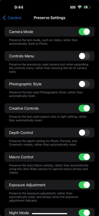 Keep the settings menu on iPhone 16 Pro Max