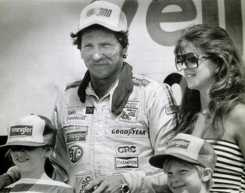 This 1983 Charlotte Observer file photo shows, from left, Kelley Earnhardt Miller, her father, Dale Earnhardt, brother Dale Earnhardt Jr., and Dale Earnhardt's wife, Teresa Earnhardt.