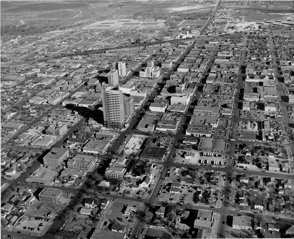 Aerial view of downtown Lubbock in 1954.