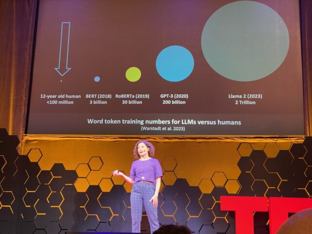 Linguist Jessica Coon presents at TED AI 2024.