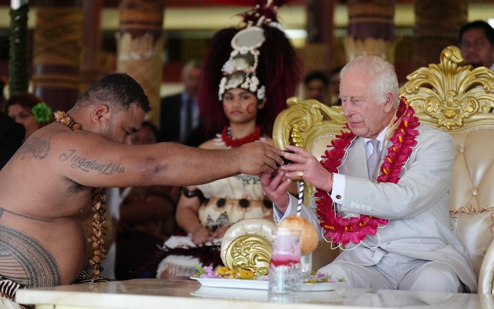 During the ceremony, the king is offered a kava drink