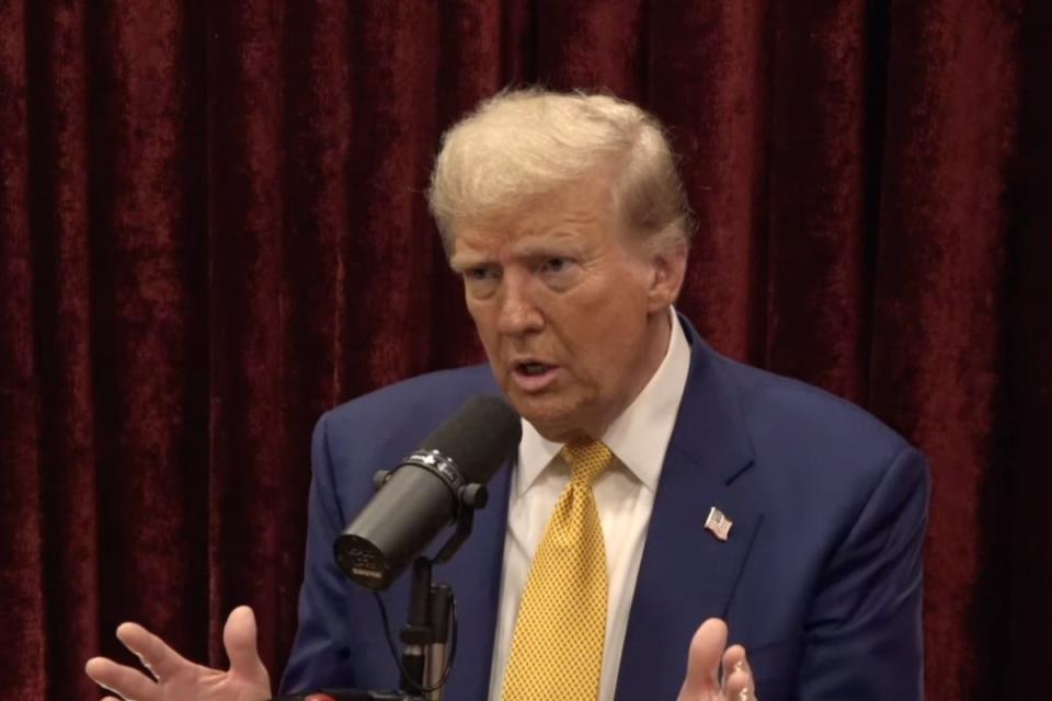 Donald Trump sat down with Joe Rogan for a podcast interview. At one point, Rogan could only laugh as Trump rambled when asked how the 2020 election was stolen (Joe Rogan Experience)