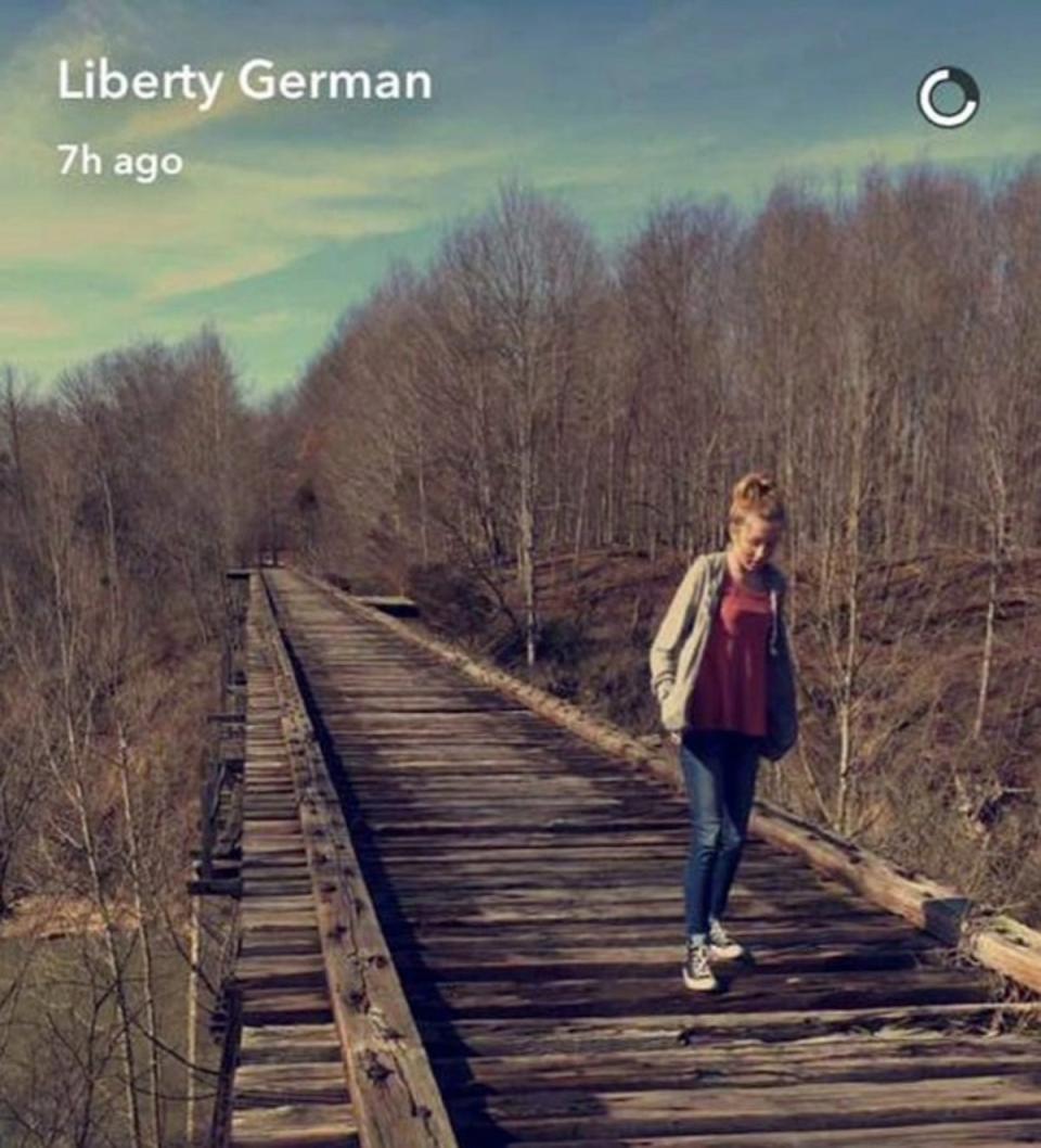 Libby German on Monon High Bridge (Snapchat)