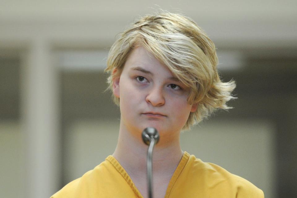 Denali Brehmer at her arraignment at Anchorage Correctional Center on June 9, 2019 (AP)