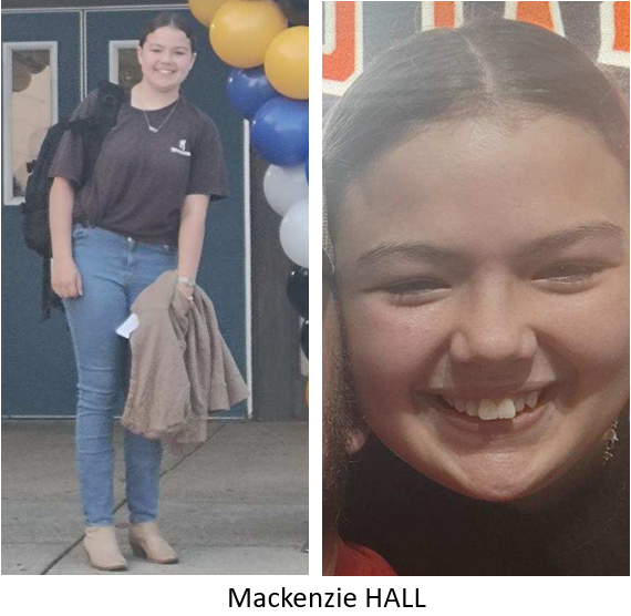 Mackenzie Hall, 13, was last seen around 10:08 a.m. in the 400 block of South Huron Avenue.