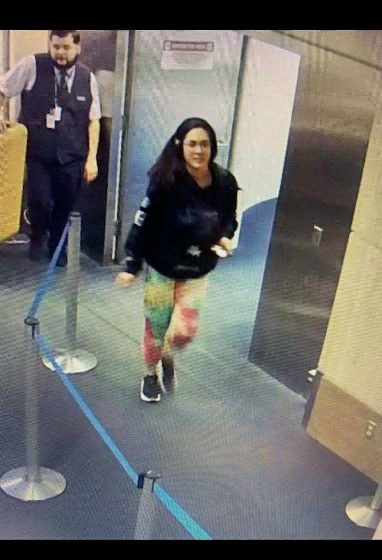 Hannah Kobayashi is seen on a security camera at Los Angeles International Airport on November 8, 2024.