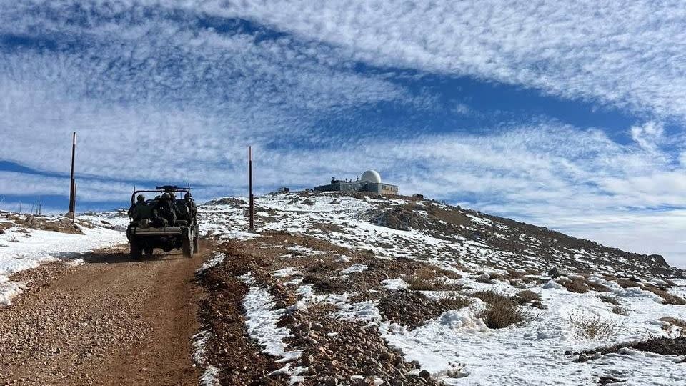 Israeli forces on Mount Hermon on Sunday. - Social media