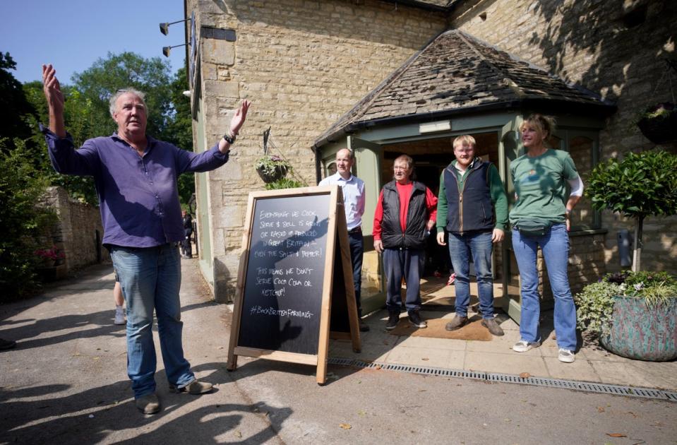 Jeremy Clarkson outside his pub (PA)