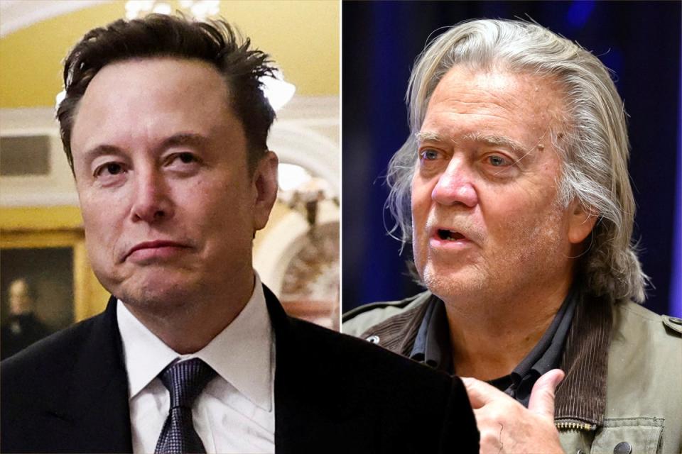 Elon Musk and Steve Bannon (Getty/AFP)