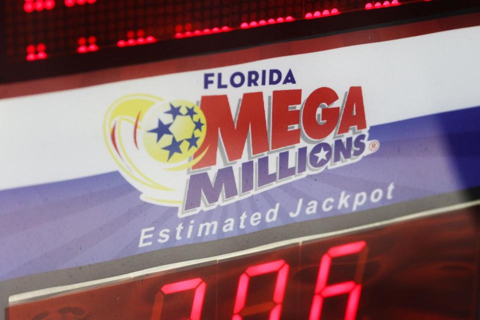 PHOTO: Florida Mega Millions logo is seen in Key West, Florida, May 7, 2024. (Jakub Porzycki/NurPhoto via Getty Image)