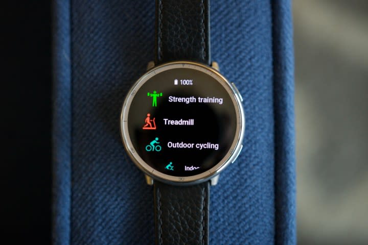 Available training modes on the Amazfit Active 2.