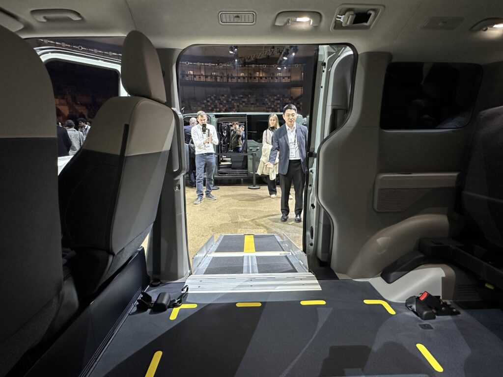 A view from the Kia PV5 from the inside