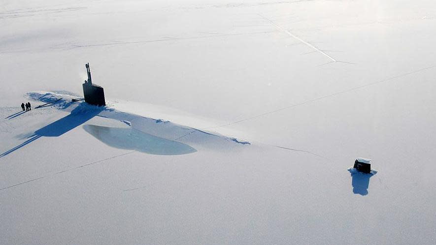 An American submarine in the frozen Arctic Sea