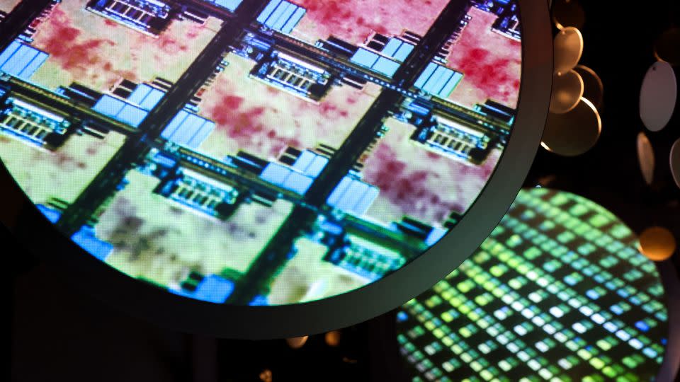 An electronic waffle is displayed in the TSMC Museum of Innovation in Hsinchu, Taiwan, in 2024. - I -HWA Cheng/AFP/Getty Images