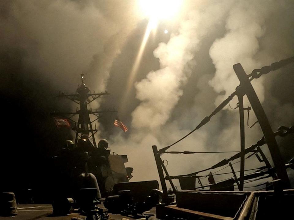 Photo fires a ship at an unknown location, after the US President Donald Trump had launched military strikes against the Iran-Uitdgelde Houthis van Jemen on March 15, 2025 (Cencom Via Reuters)