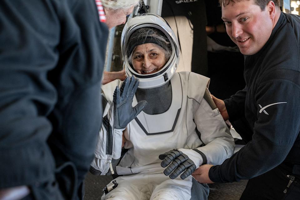 NASA Astronaut Suni Williams is helped from a SpaceX Dragon spacecraft after a return to Earth after a nine-month stay in the international space station. She and NASA Astronaut Butch Wilmore made the failed Boeing Starliner in June.