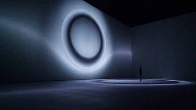 Yuxi Cao (James Cao; Chinese, born 1990), Oriens: Immersive Black Hole, 2017. Sound and video installation. Installation view at the Today Art Museum, Beijing