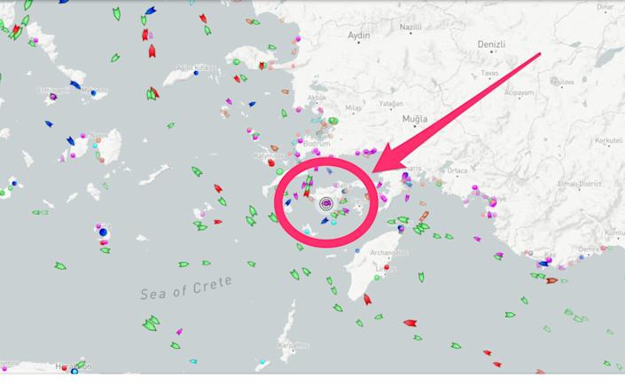 Solaris, Roman Abramovich's superyacht, is off the coast of Turkey, according to Marine Traffic data.