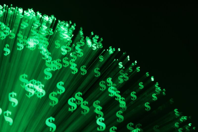 Illustration of fiber optic internet lines with dollar signs.