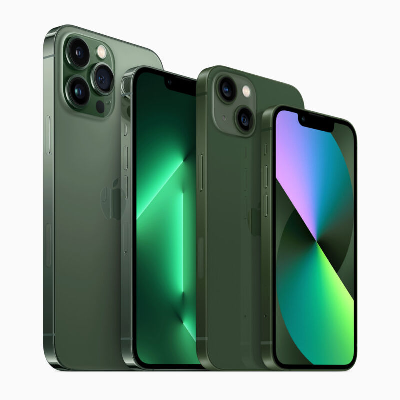 The iPhone 13 and 13 Pro have been confirmed to ship in their new color with iOS 15.4. 