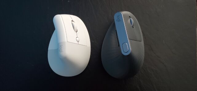 Logitech Lift (left) and Logitech MX Vertical (right). 