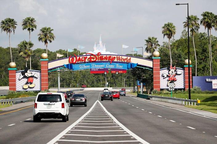 A view of the entrance to the Walt Disney World theme park on July 11, 2020 in Lake Buena Vista, Florida.