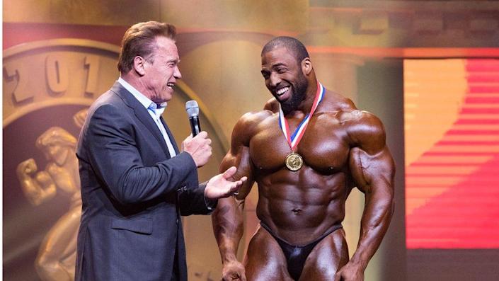 Cedric McMillan and Arnold Schwarzenegger