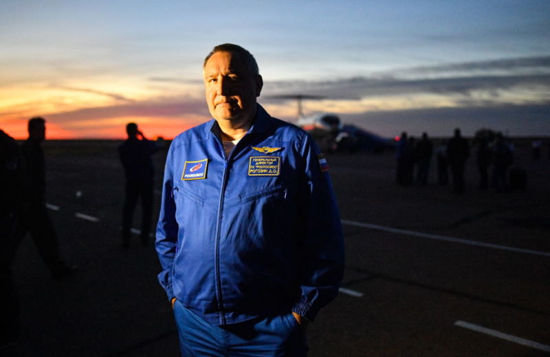 Roscosmos head Dmitry Rogozin is photographed in October 2018, after the launch failure of a Soyuz FG missile.