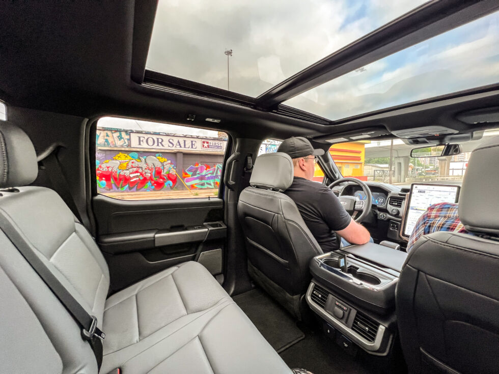 The back seat of the F-150 crew cab is a spacious place.