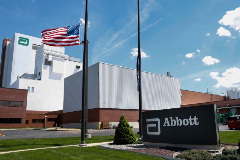 The Abbott plant in Sturgis, Michigan, on May 13, 2022. 