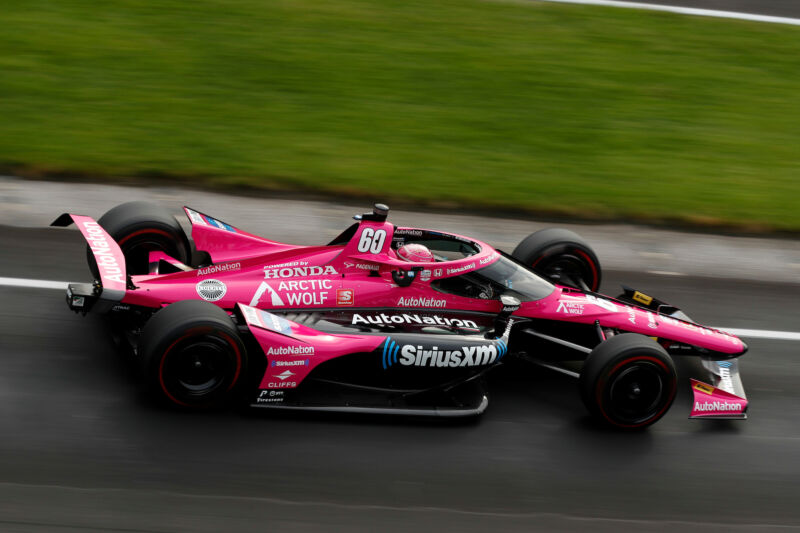 Simon Pagenaud of Meyer Shank Racing Honda during testing at Indianapolis Motor Speedway.