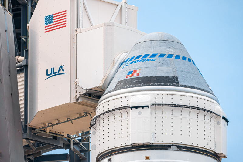 Boeing's Starliner was spotted Wednesday atop an Atlas V rocket at the Cape Canaveral Space Force Station in Florida.