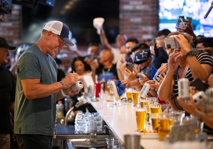 Former Dallas Cowboys quarterback Troy Aikman visits Union Drafthouse to promote his beer, Eight Elite Lager, in El Paso, Texas, Monday, June 20, 2022